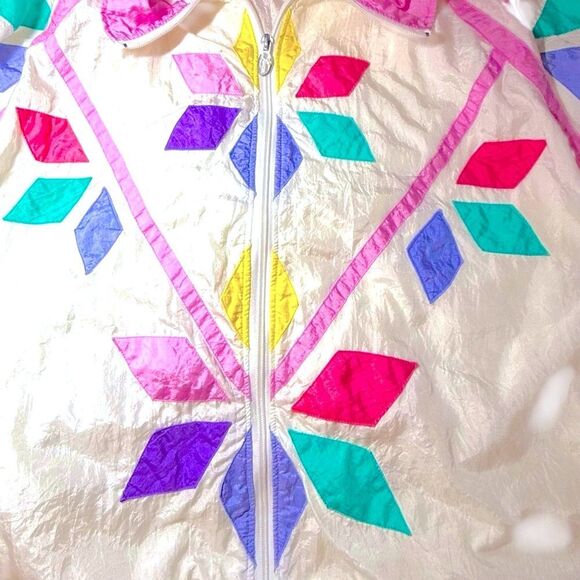 Lavon Vintage Geometric Jacket White Pastel 1980s - Picture 4 of 8